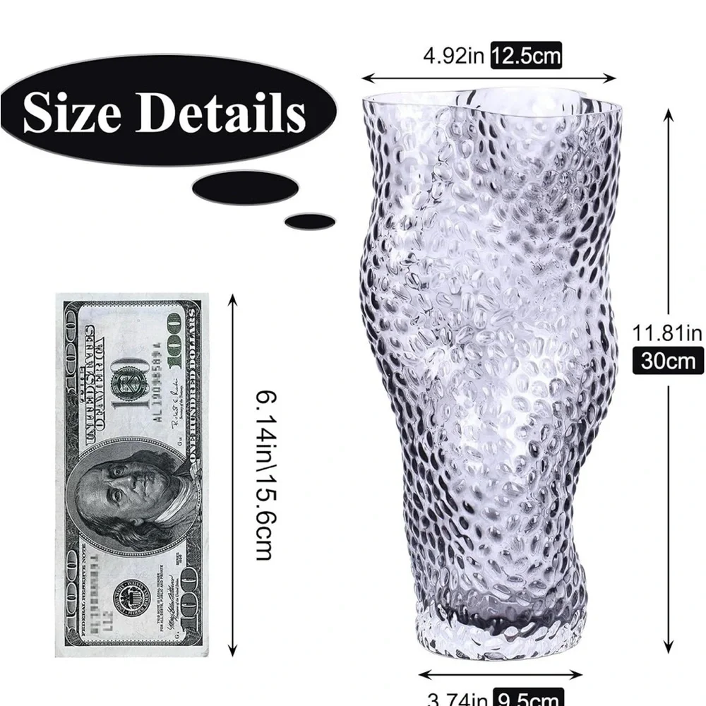 Grey Glass Vase, Modern Minimalist Flower Vase, Home Decoration (055)